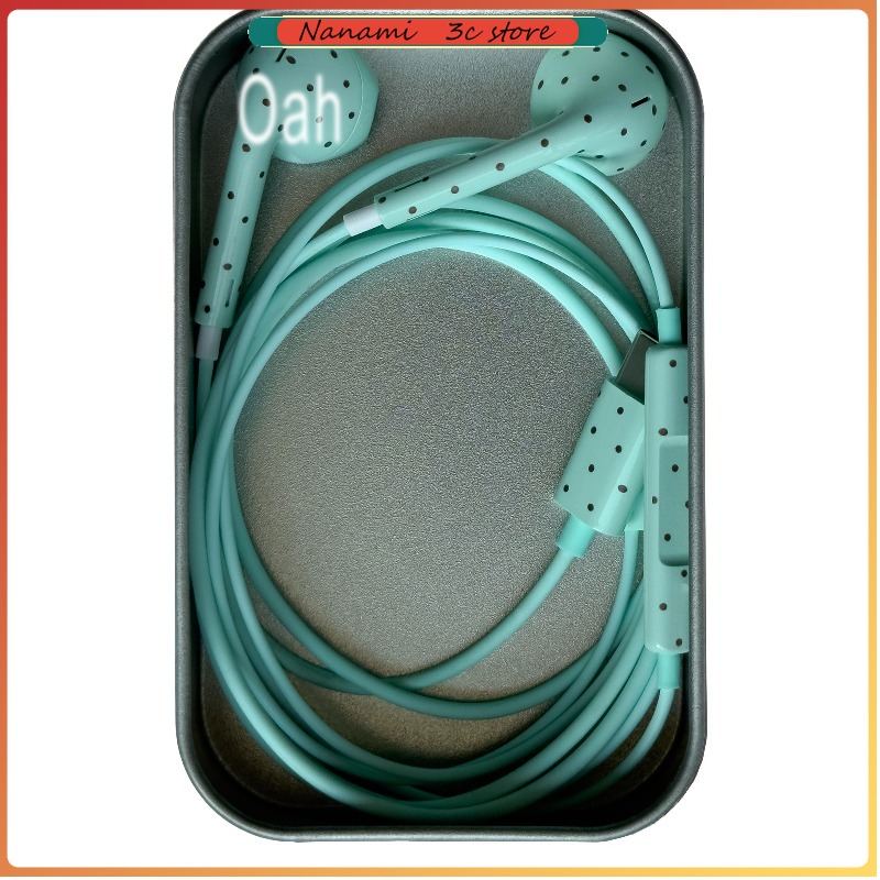 Usb C Earphone - Oah Polka Dot Earphone Berkabel Bahan