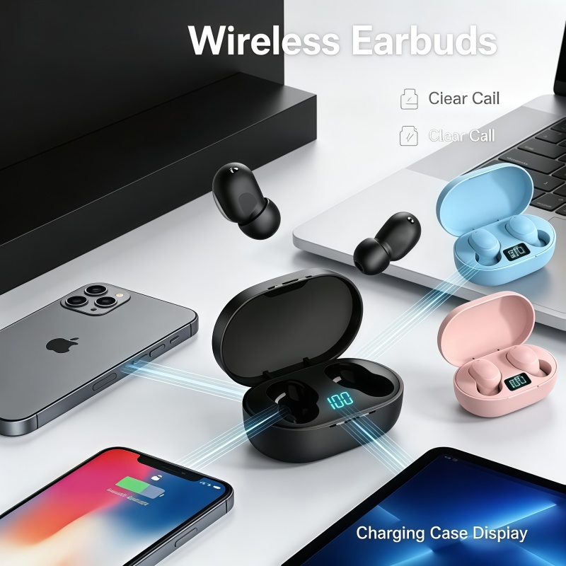 2026 TWS E6S Fone Earphone Blu - Bluetooth Headset On Ear ulasan dan harga