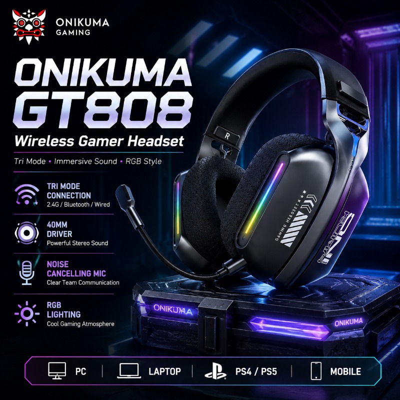 ONIKUMA GT808 Headset Gaming N - Gaming Headset Rgb ulasan dan harga