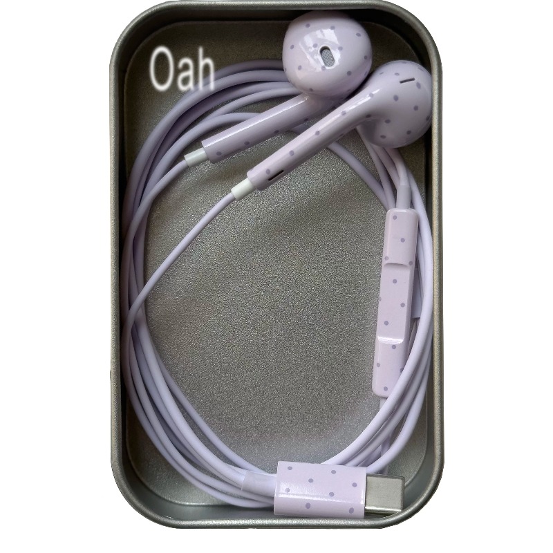 Oah Polka Dot Earphone Berkabe - Usb C Earphone ulasan dan harga