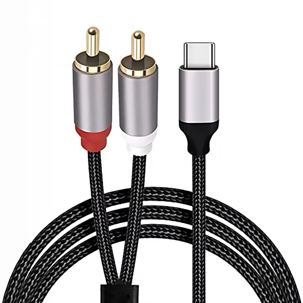Kabel Audio USB C Ke 2 RCA, Ti - Earphone Splitter Jack ulasan dan harga